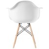 Fabulaxe Plastic DAW Shell Dining Arm Chair with Wooden Dowel Eiffel Legs, White, PK 4 QI003748.WT.4